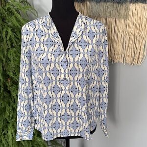 NWT J.Crew Abstract Cats 100% silk blouse Size 0